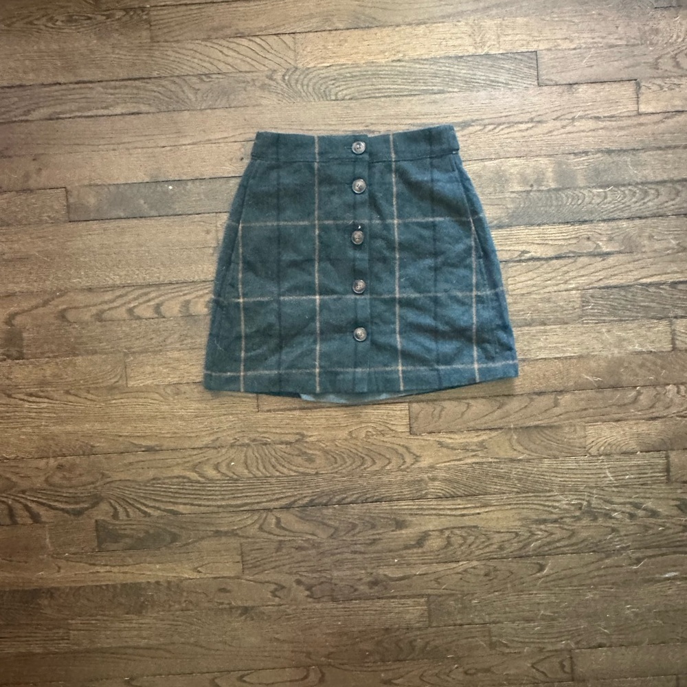 Madewell Green and Brown Mini Skirt